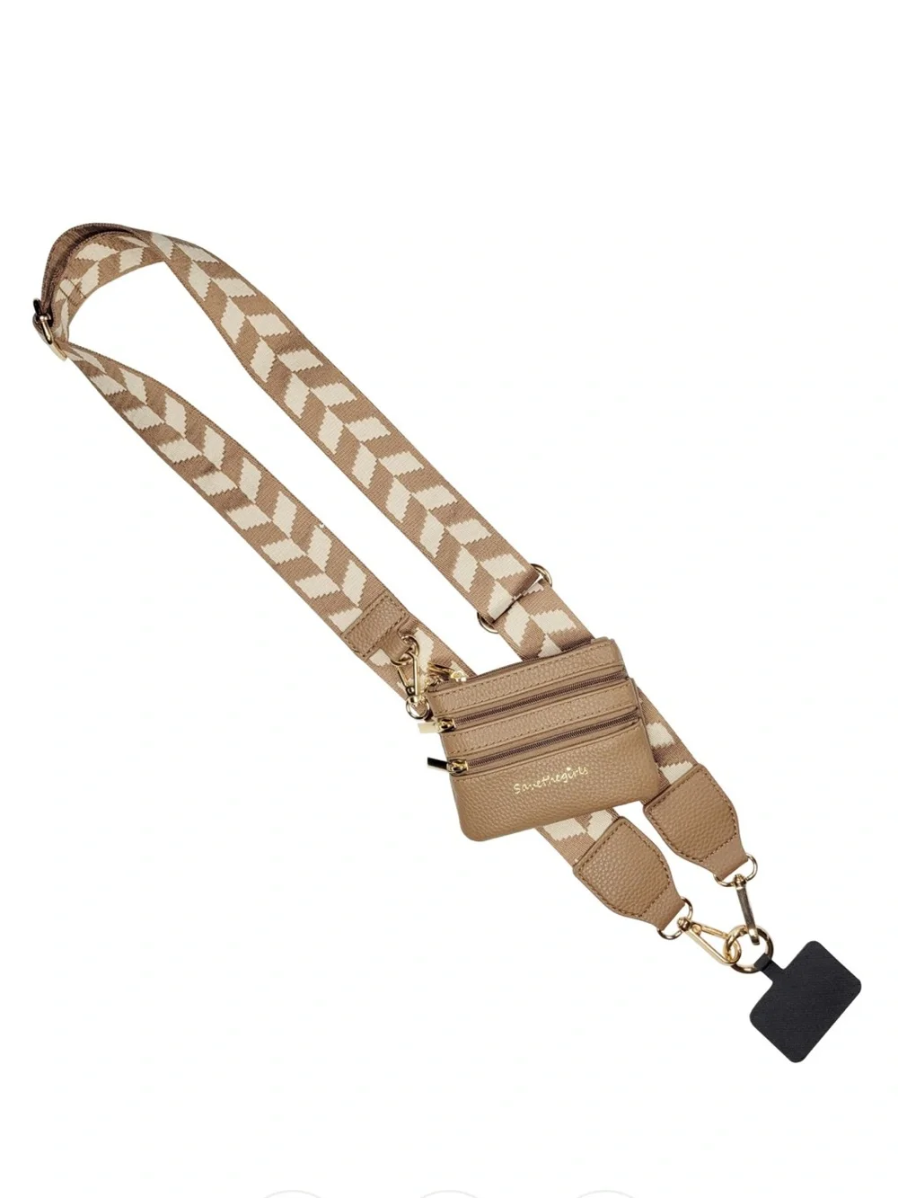 Save The Girls - Removable Tan Chevron Strap with Zip Card Pouch